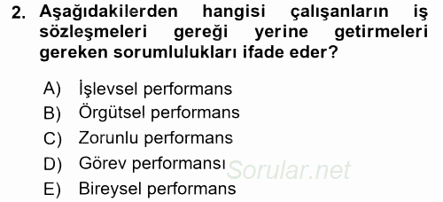 Performans Yönetimi 2016 - 2017 3 Ders Sınavı 2.Soru