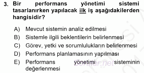 Performans Yönetimi 2016 - 2017 3 Ders Sınavı 3.Soru