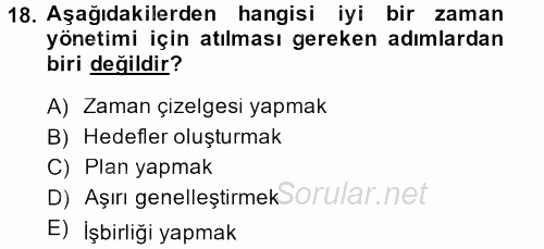 Çatışma ve Stres Yönetimi 2 2014 - 2015 Tek Ders Sınavı 18.Soru