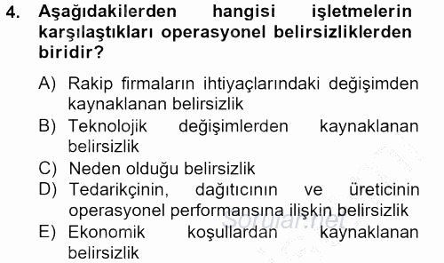 Lojistik Yönetimi 2012 - 2013 Dönem Sonu Sınavı 4.Soru