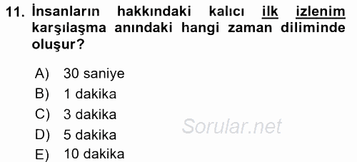 Halkla İlişkiler Ve İletişim 2015 - 2016 Tek Ders Sınavı 11.Soru