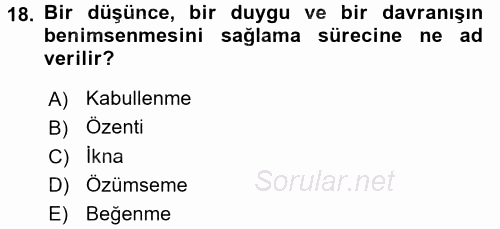 Halkla İlişkiler Ve İletişim 2015 - 2016 Tek Ders Sınavı 18.Soru