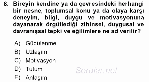 Halkla İlişkiler Ve İletişim 2015 - 2016 Tek Ders Sınavı 8.Soru