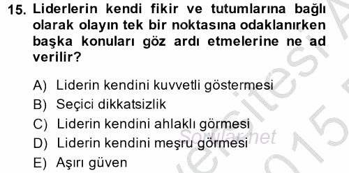 Diş Politika Analizi 2014 - 2015 Dönem Sonu Sınavı 15.Soru