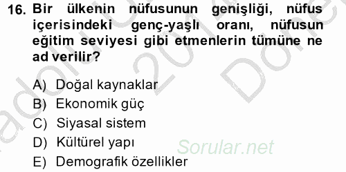 Diş Politika Analizi 2014 - 2015 Dönem Sonu Sınavı 16.Soru