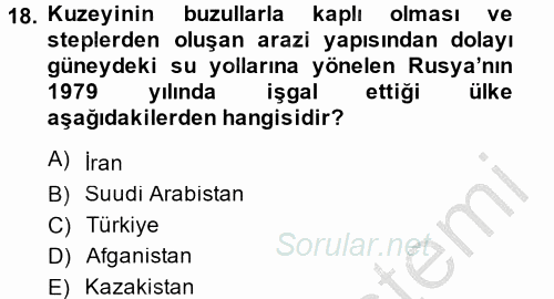 Diş Politika Analizi 2014 - 2015 Dönem Sonu Sınavı 18.Soru