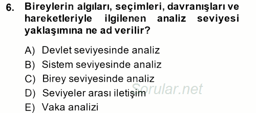 Diş Politika Analizi 2014 - 2015 Dönem Sonu Sınavı 6.Soru
