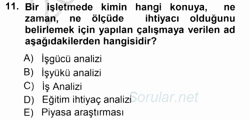 Performans ve Kariyer Yönetimi 2012 - 2013 Ara Sınavı 11.Soru