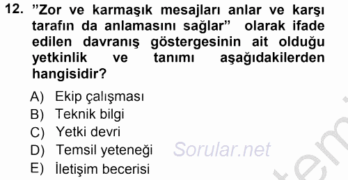 Performans ve Kariyer Yönetimi 2012 - 2013 Ara Sınavı 12.Soru