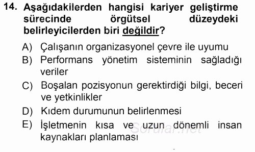 Performans ve Kariyer Yönetimi 2012 - 2013 Ara Sınavı 14.Soru