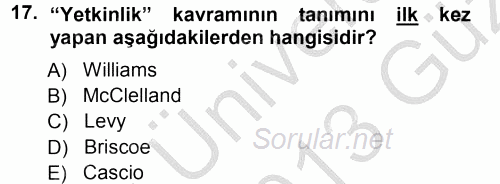 Performans ve Kariyer Yönetimi 2012 - 2013 Ara Sınavı 17.Soru