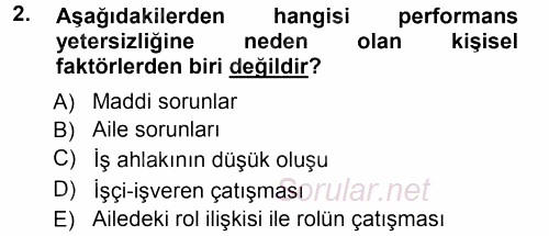 Performans ve Kariyer Yönetimi 2012 - 2013 Ara Sınavı 2.Soru