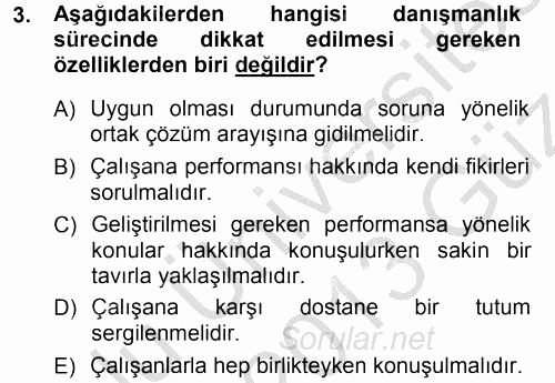 Performans ve Kariyer Yönetimi 2012 - 2013 Ara Sınavı 3.Soru