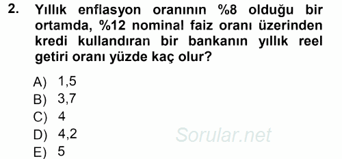 Bankalarda Kredi Yönetimi 2014 - 2015 Ara Sınavı 2.Soru