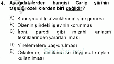 Cumhuriyet Dönemi Türk Şiiri 2013 - 2014 Tek Ders Sınavı 4.Soru