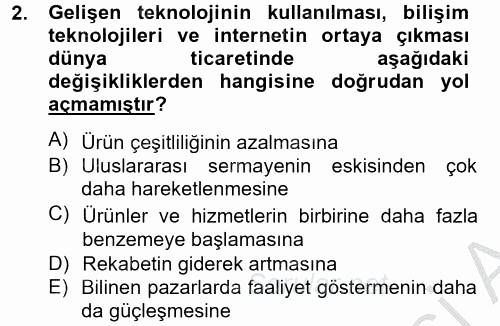 Dış Ticarette Bilgisayar Uygulamaları 2014 - 2015 Dönem Sonu Sınavı 2.Soru