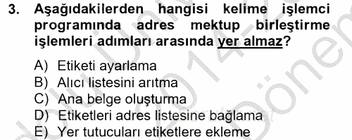 Dış Ticarette Bilgisayar Uygulamaları 2014 - 2015 Dönem Sonu Sınavı 3.Soru