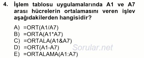 Dış Ticarette Bilgisayar Uygulamaları 2014 - 2015 Dönem Sonu Sınavı 4.Soru