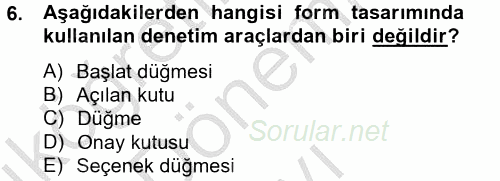 Dış Ticarette Bilgisayar Uygulamaları 2014 - 2015 Dönem Sonu Sınavı 6.Soru
