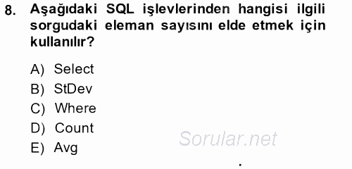 Dış Ticarette Bilgisayar Uygulamaları 2014 - 2015 Dönem Sonu Sınavı 8.Soru