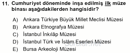 Müzecilik ve Sergileme 2015 - 2016 Ara Sınavı 11.Soru