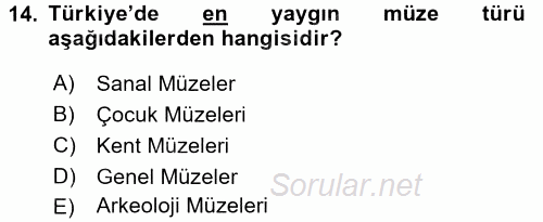 Müzecilik ve Sergileme 2015 - 2016 Ara Sınavı 14.Soru