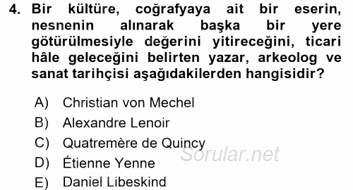 Müzecilik ve Sergileme 2015 - 2016 Ara Sınavı 4.Soru