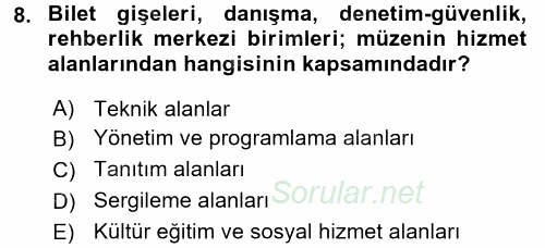 Müzecilik ve Sergileme 2015 - 2016 Ara Sınavı 8.Soru