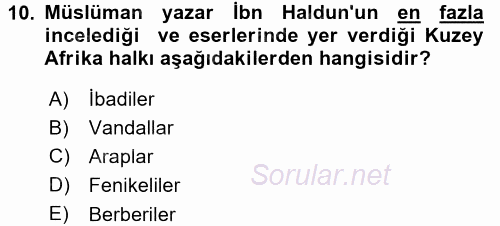 Modern Ortadoğu Tarihi 2016 - 2017 Dönem Sonu Sınavı 10.Soru