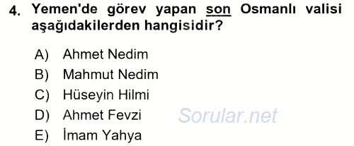 Modern Ortadoğu Tarihi 2016 - 2017 Dönem Sonu Sınavı 4.Soru
