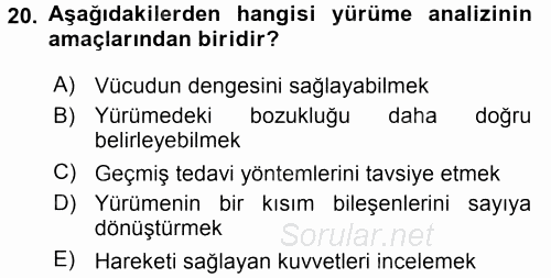 Yaşlı ve Hasta Bakım Hizmetleri 2016 - 2017 3 Ders Sınavı 20.Soru