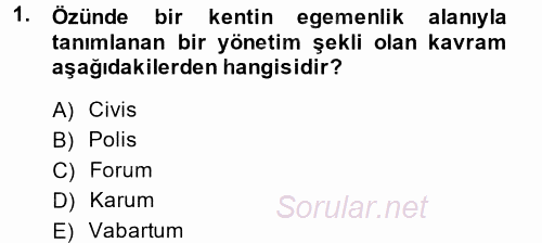Kent Sosyolojisi 2014 - 2015 Dönem Sonu Sınavı 1.Soru
