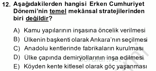 Kent Sosyolojisi 2014 - 2015 Dönem Sonu Sınavı 12.Soru