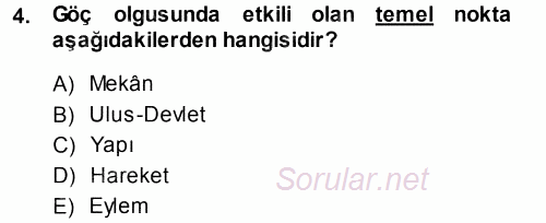 Kent Sosyolojisi 2014 - 2015 Dönem Sonu Sınavı 4.Soru