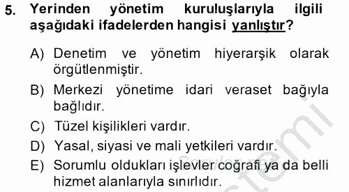 Kent Sosyolojisi 2014 - 2015 Dönem Sonu Sınavı 5.Soru