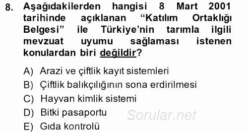 Kent Sosyolojisi 2014 - 2015 Dönem Sonu Sınavı 8.Soru