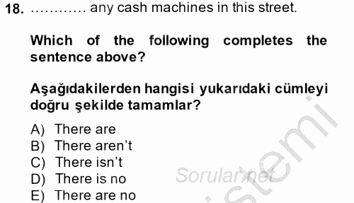 Ingilizce 2 2014 - 2015 Ara Sınavı 18.Soru