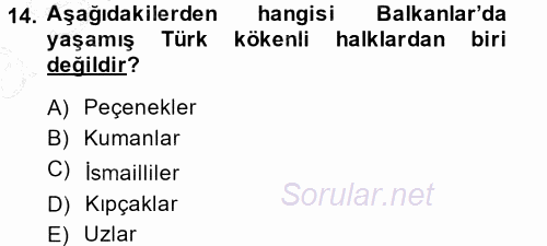 Balkanlar´da Siyaset 2014 - 2015 Ara Sınavı 14.Soru