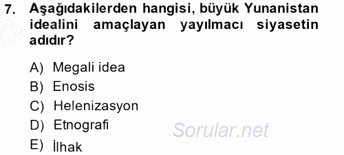 Balkanlar´da Siyaset 2014 - 2015 Ara Sınavı 7.Soru