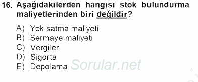 Perakendecilikte Ürün Yönetimi 2012 - 2013 Dönem Sonu Sınavı 16.Soru