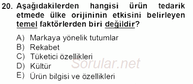Perakendecilikte Ürün Yönetimi 2012 - 2013 Dönem Sonu Sınavı 20.Soru