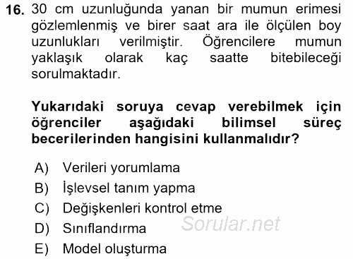 Çocuk, Bilim Ve Teknoloji 2016 - 2017 Ara Sınavı 16.Soru