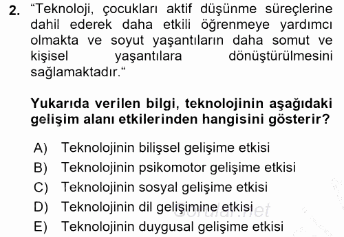 Çocuk, Bilim Ve Teknoloji 2016 - 2017 Ara Sınavı 2.Soru