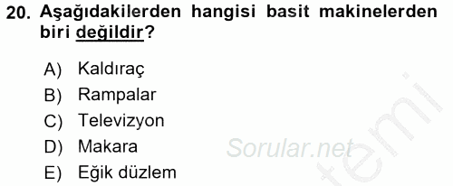 Çocuk, Bilim Ve Teknoloji 2016 - 2017 Ara Sınavı 20.Soru