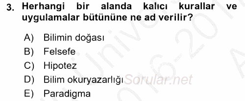Çocuk, Bilim Ve Teknoloji 2016 - 2017 Ara Sınavı 3.Soru
