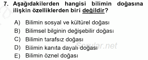 Çocuk, Bilim Ve Teknoloji 2016 - 2017 Ara Sınavı 7.Soru