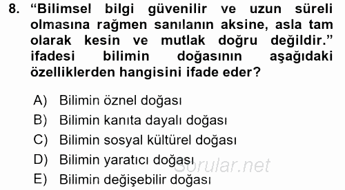 Çocuk, Bilim Ve Teknoloji 2016 - 2017 Ara Sınavı 8.Soru