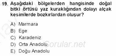 Ekoloji ve Çevre Bilgisi 2014 - 2015 Ara Sınavı 19.Soru