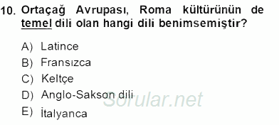 Türk Kültür Tarihi 2014 - 2015 Ara Sınavı 10.Soru