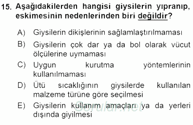 Aile Ekonomisi 2015 - 2016 Dönem Sonu Sınavı 15.Soru